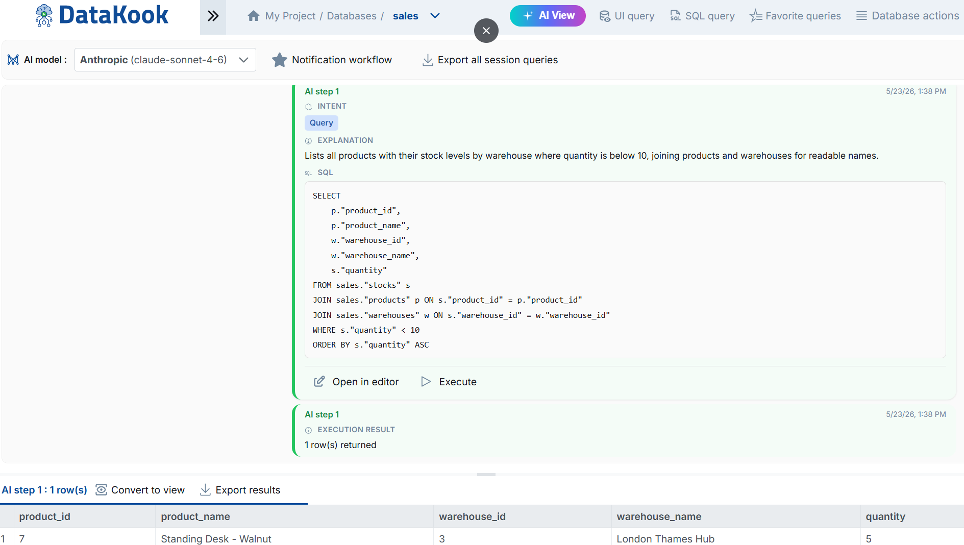 Database Agentic AI Mode