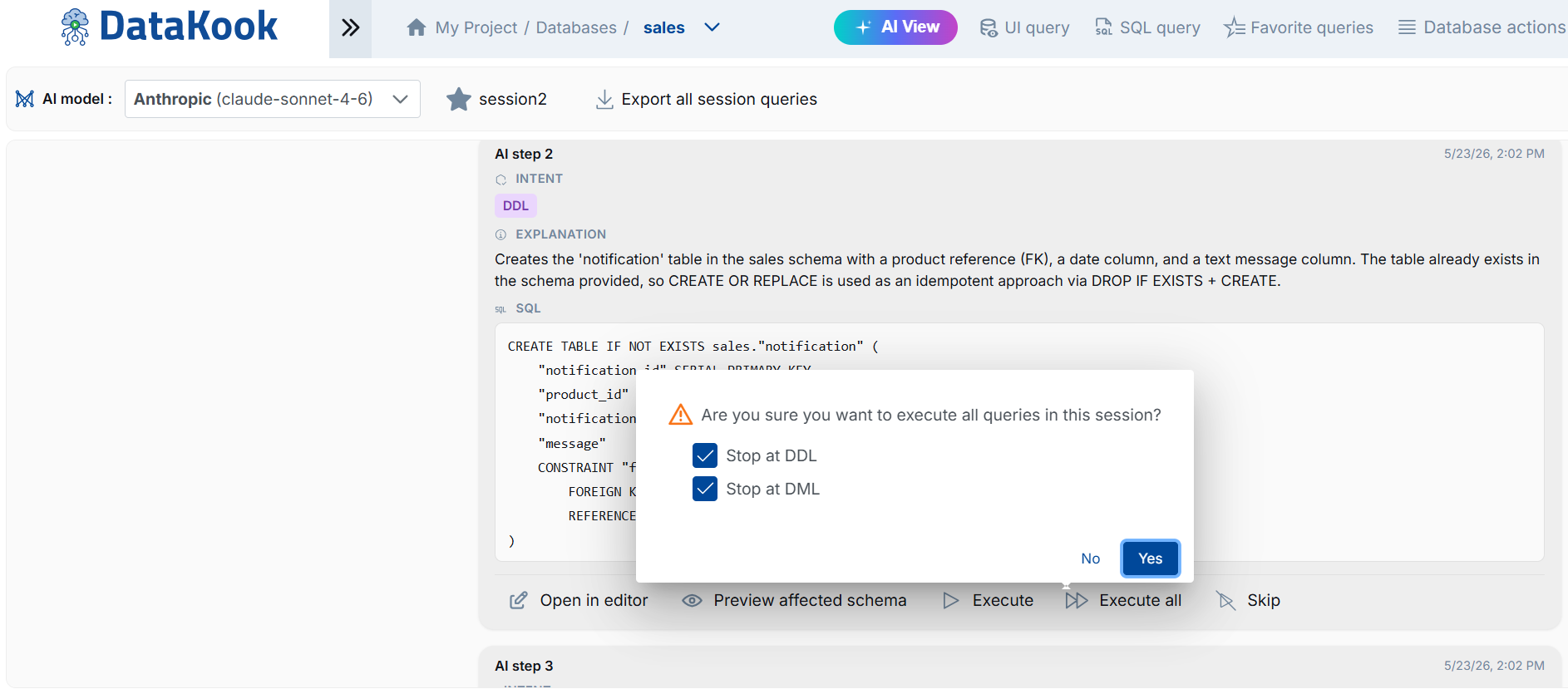 Database Agentic AI Mode