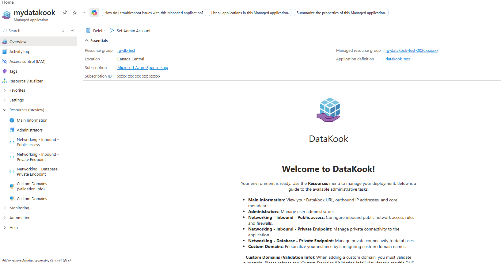 DataKook managed application – Overview