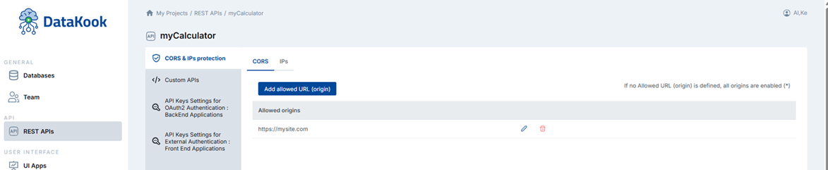 API Protection Settings