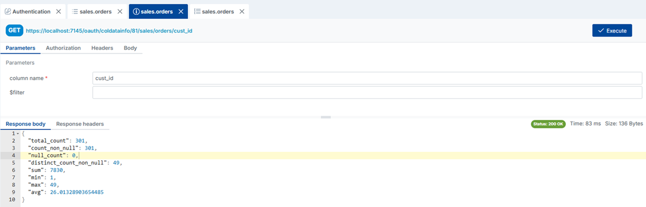 Column Info Endpoint