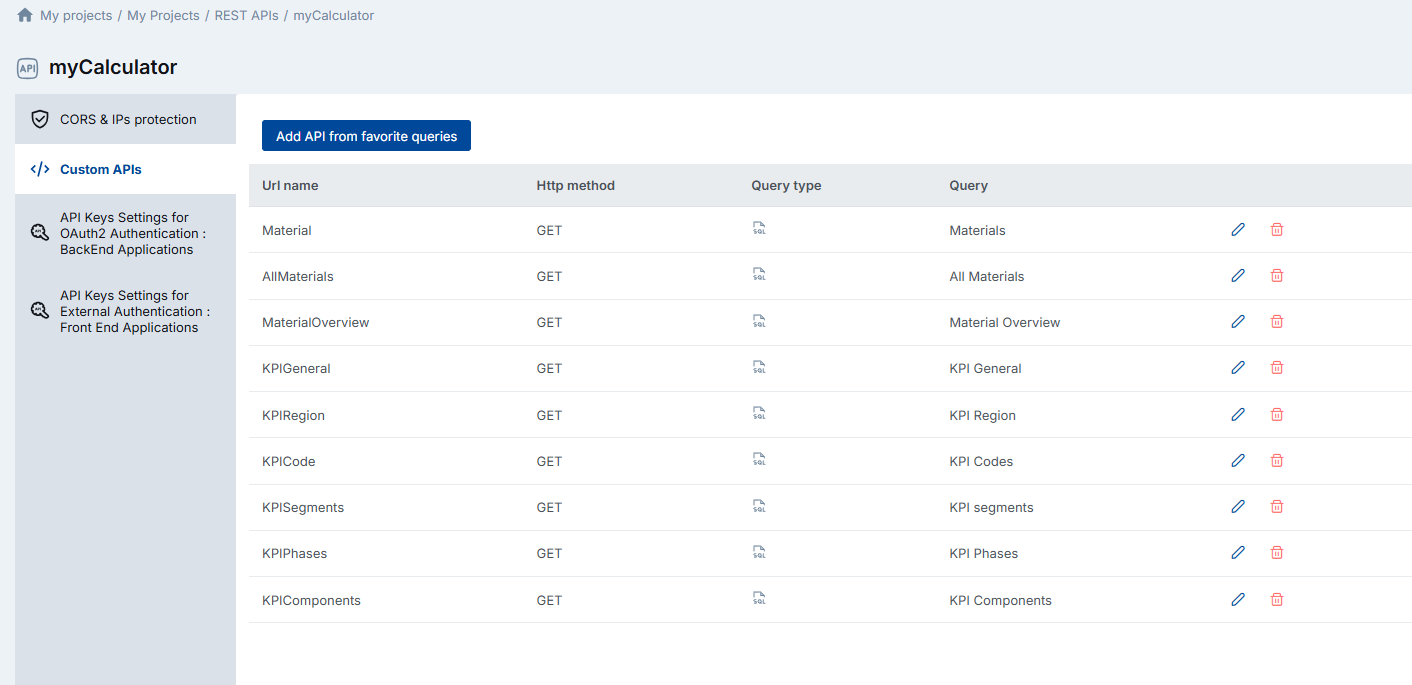 Custom API Configuration