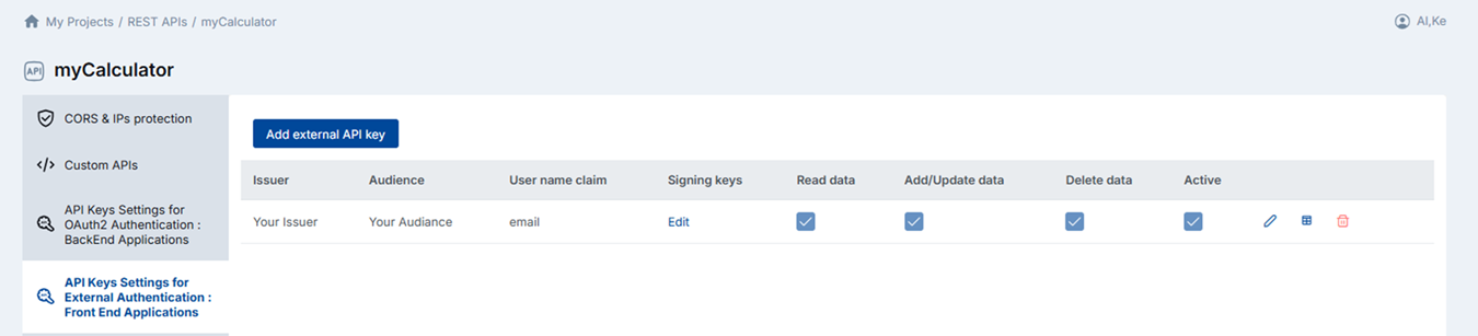 External Authentication Configuration