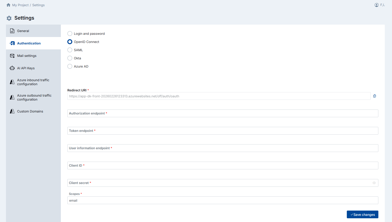 OpenID Connect Configuration
