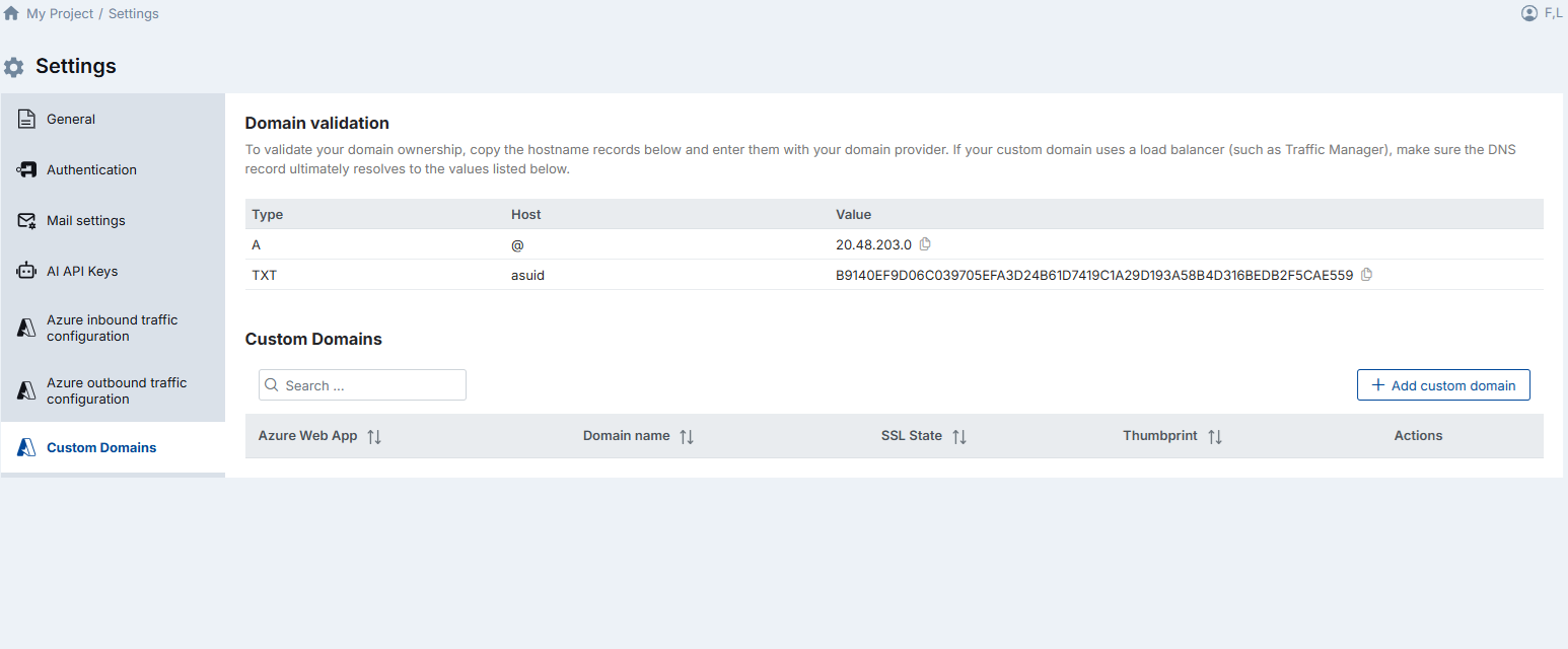 Custom Domain — DNS Records