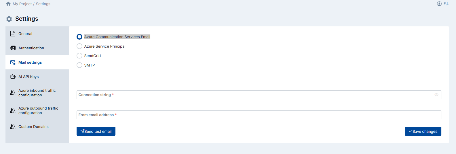 Azure Communication Services Email Configuration