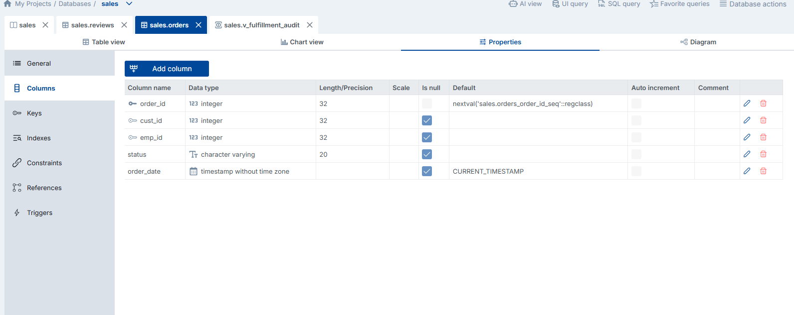 Table Properties — Schema Metadata