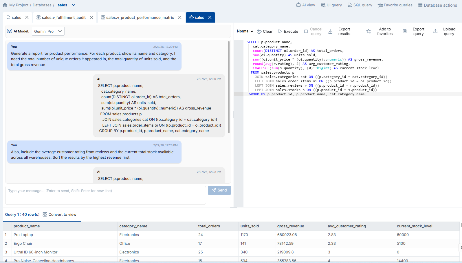 AI View — Natural Language Querying