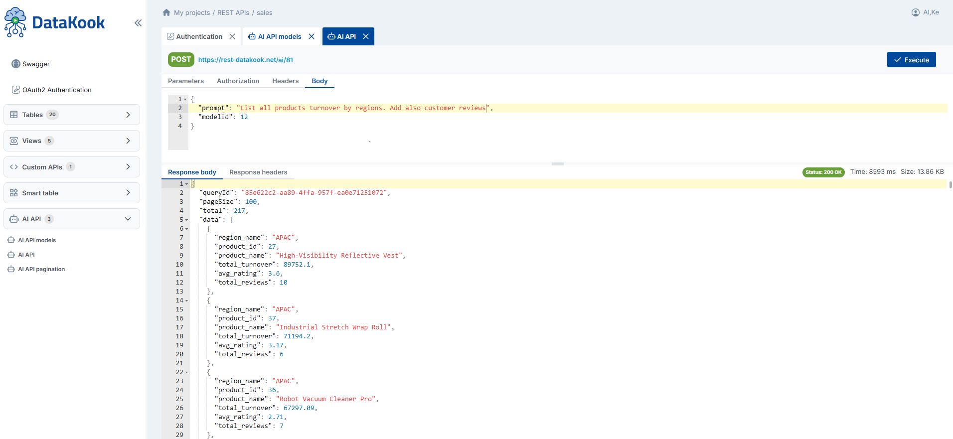 AI REST APIs — JSON Response
