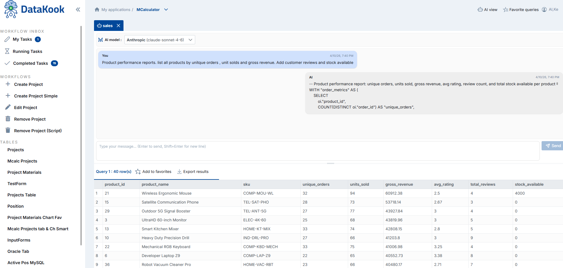 Business Users — Natural Language Query and Chart View